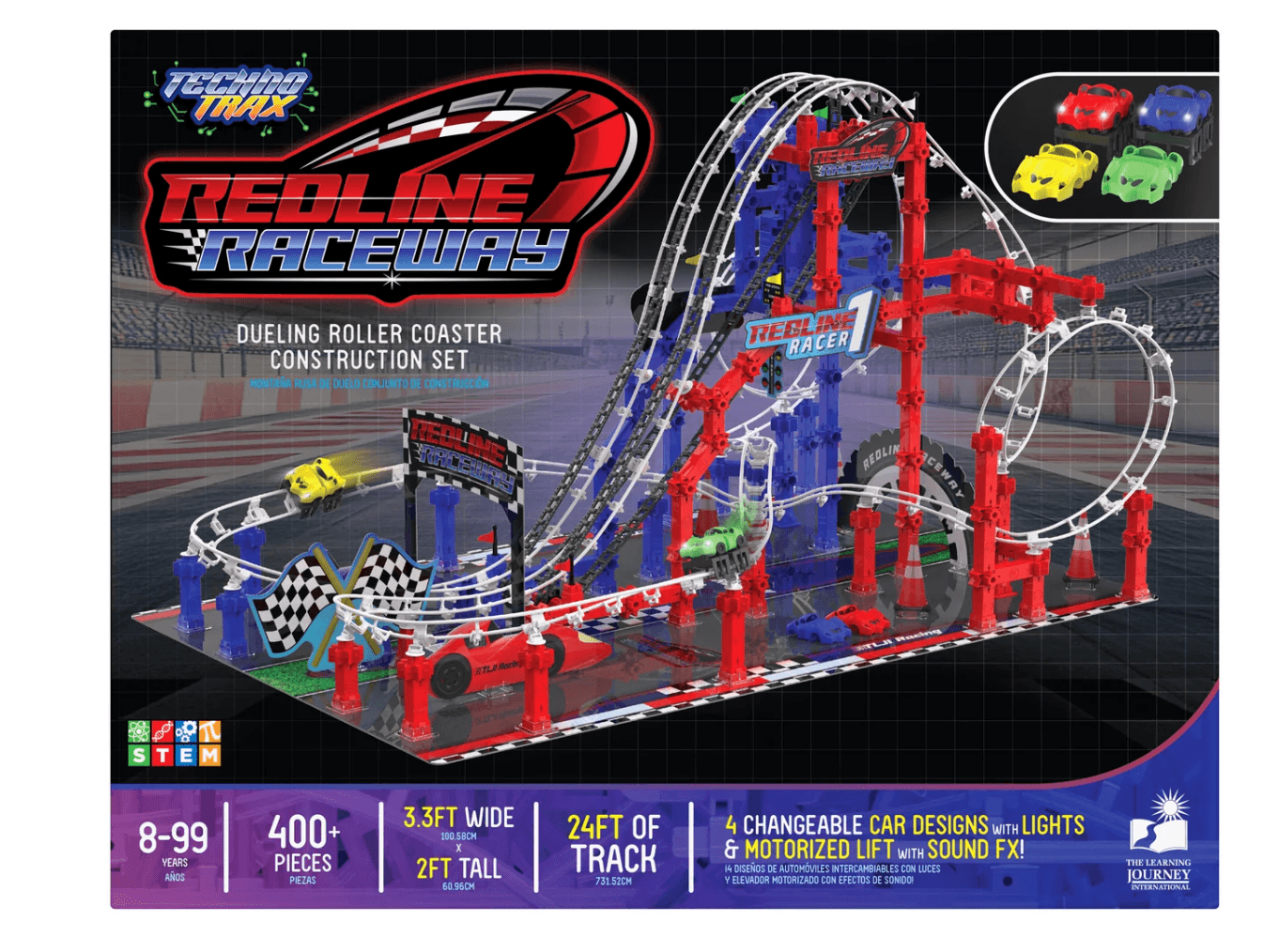 New - The Learning Journey Techno Trax - Redline Raceway: 400+ Pcs - Ages 8+ - Thumbnail 4