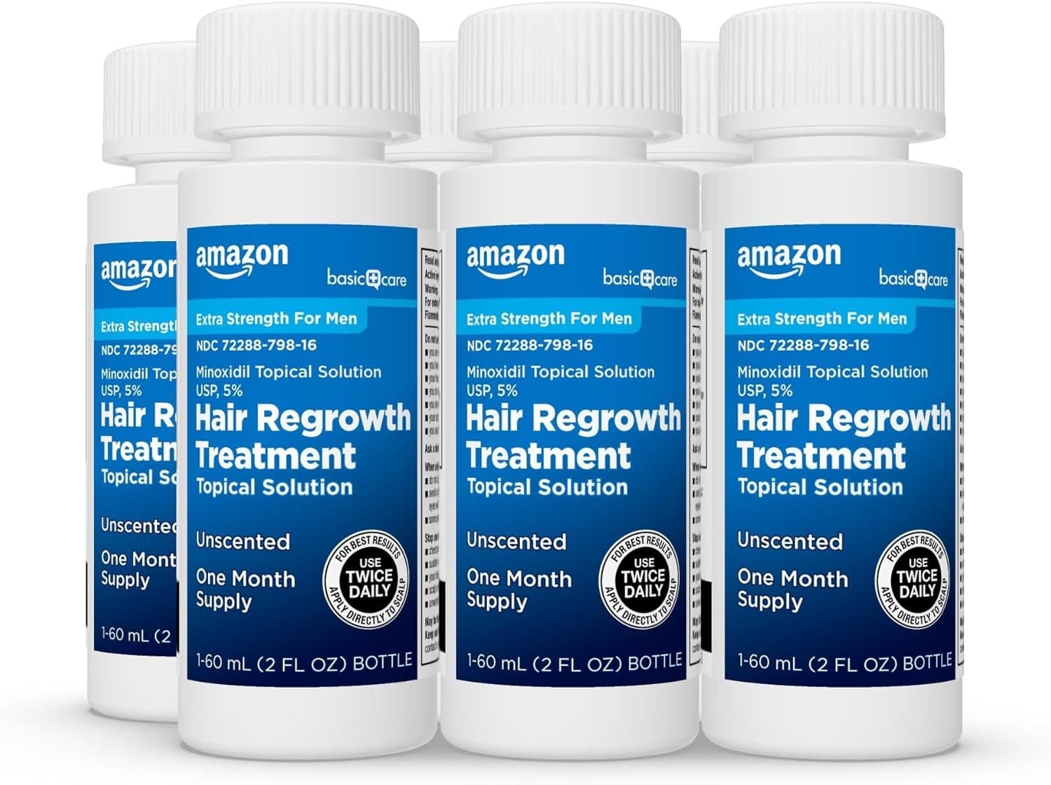Amazon Basic Care Minoxidil 5% Hair Regrowth Men 12 Bottles (2 Pack) Exp 07/2026 - Thumbnail 4