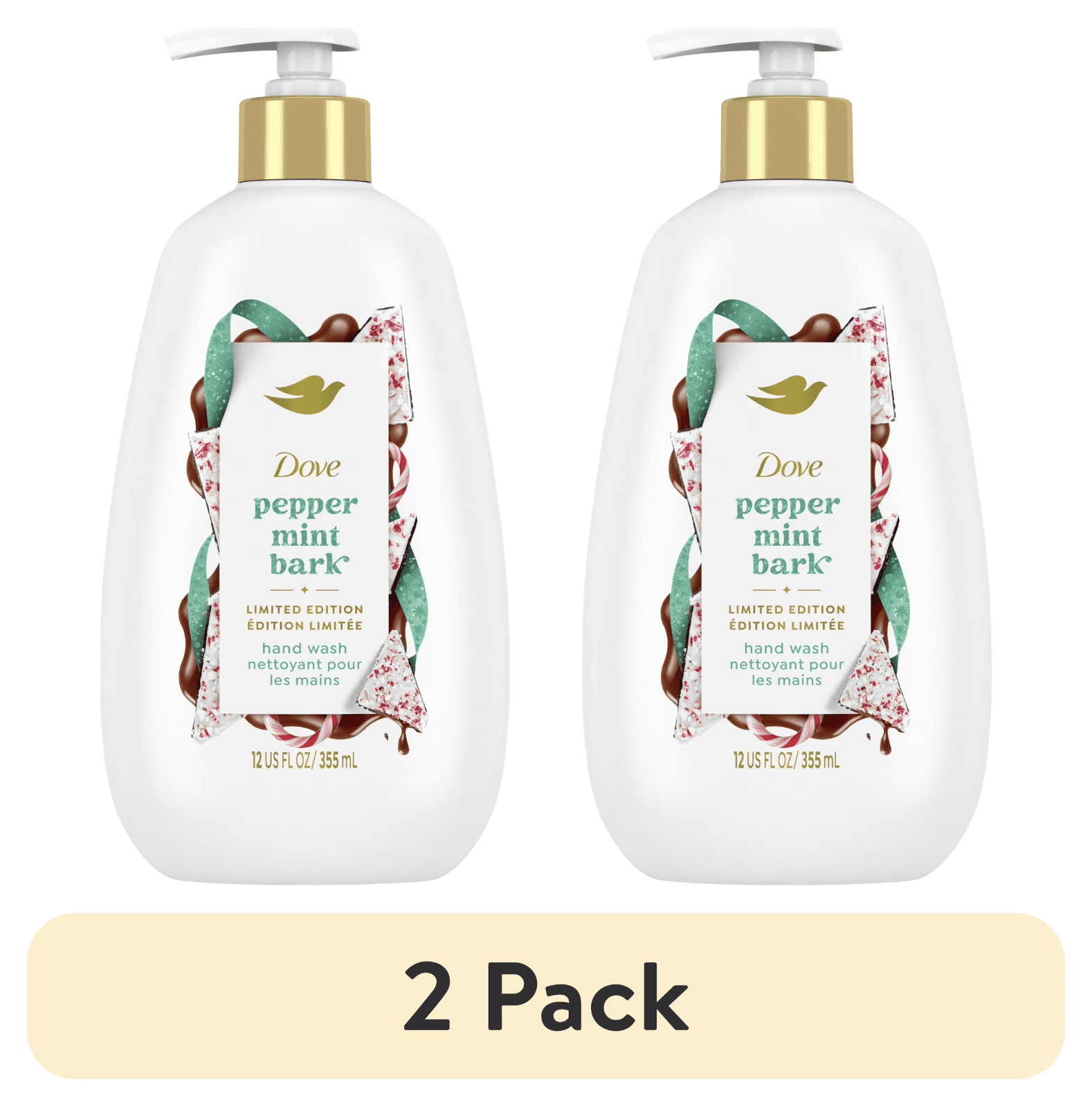 Dove Moisturizing Hand Soap - Limited Edition Peppermint Bark, 12 oz - 2 PACK