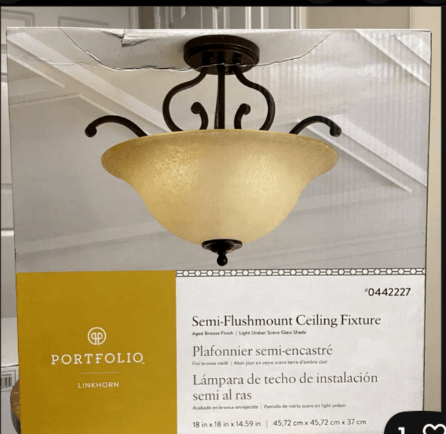 Portfolio Linkhorn 18-in Iron Stone Traditional Incandescent Semi-flush light