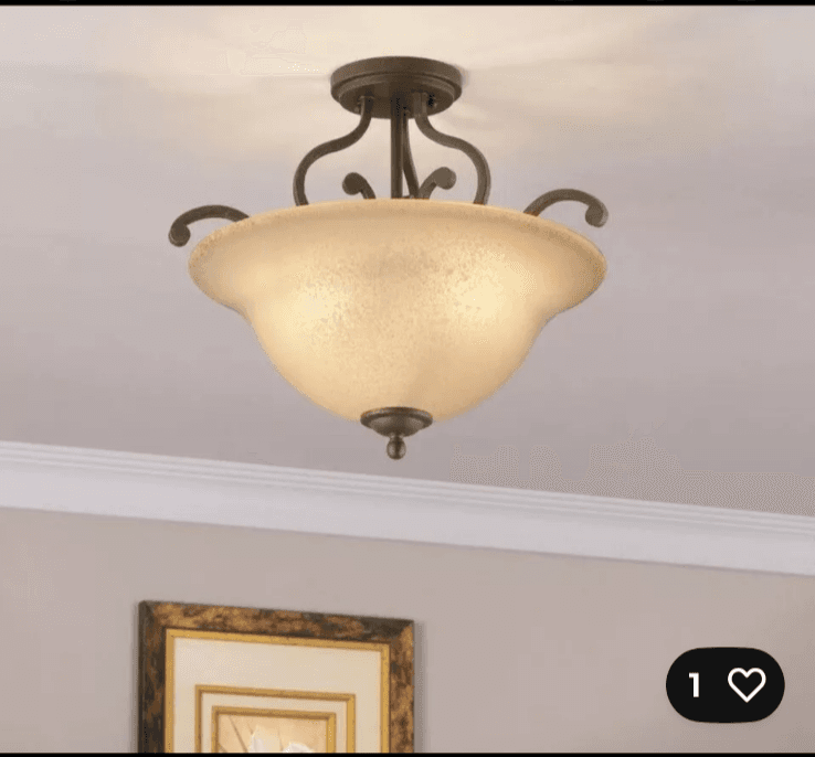 Portfolio Linkhorn 18-in Iron Stone Traditional Incandescent Semi-flush light - Thumbnail 2
