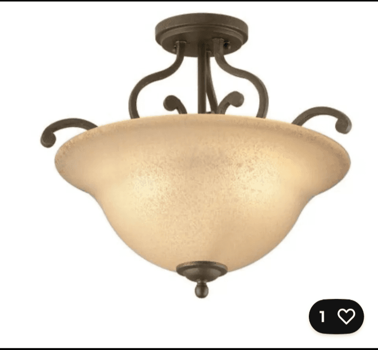 Portfolio Linkhorn 18-in Iron Stone Traditional Incandescent Semi-flush light - Thumbnail 3