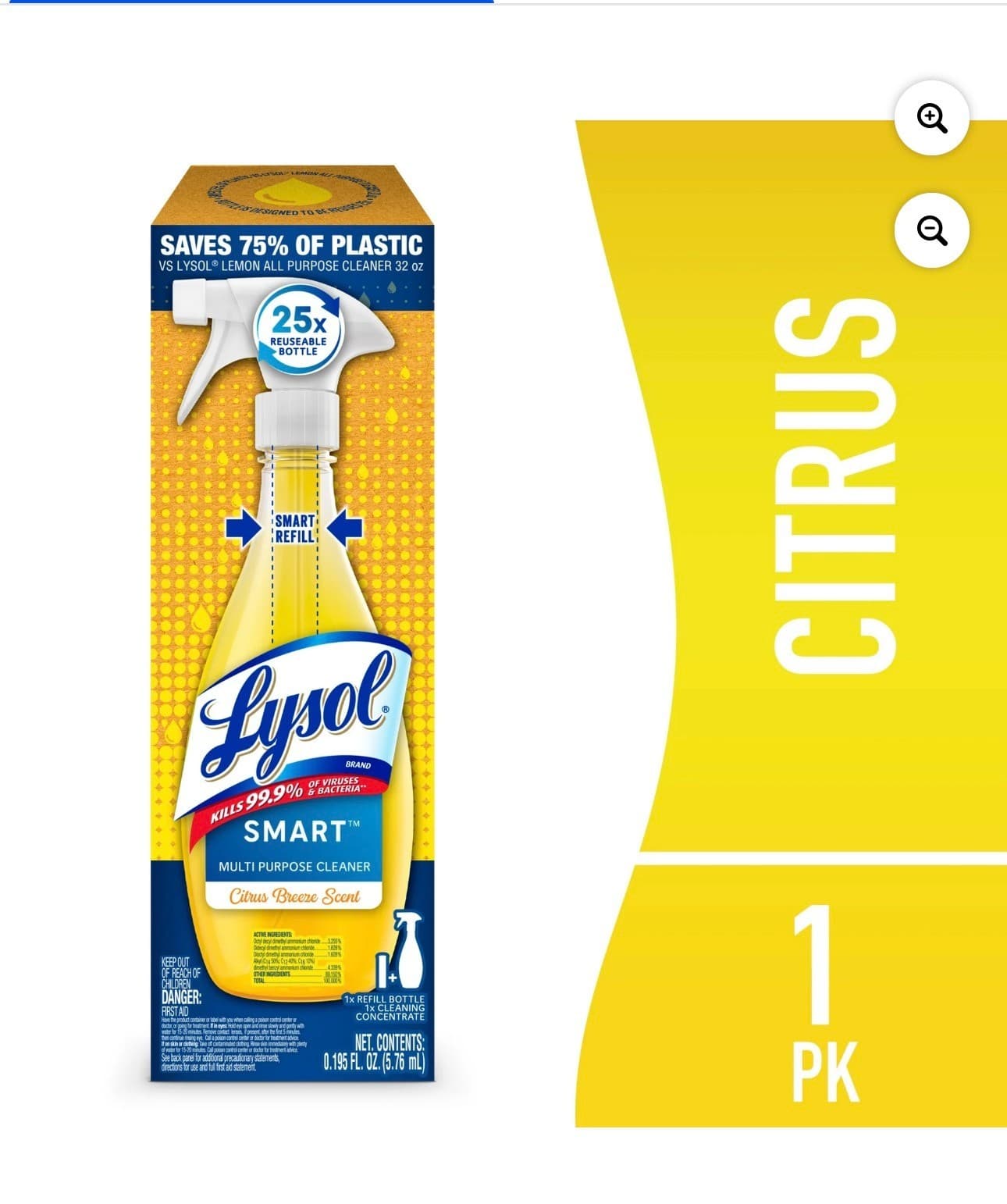 Lysol SMART Multi-Purpose Cleaner Citrus Breeze Starter Kit Eco Friendly -2 Pack