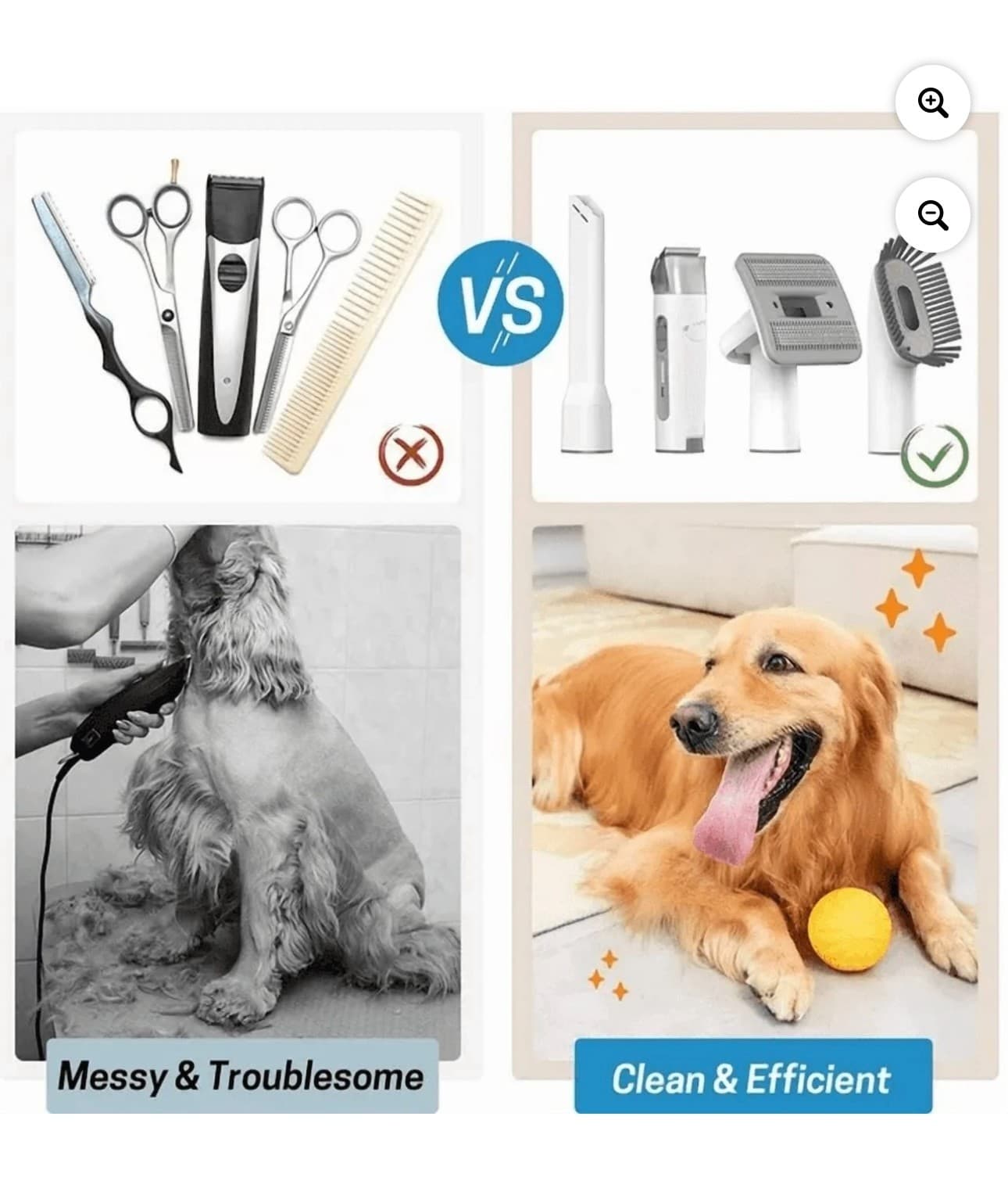 ANPL Dog Cat Pet Grooming Kit Vacuum with 7 Grooming Tools 11000Pa Suction Power - Thumbnail 8