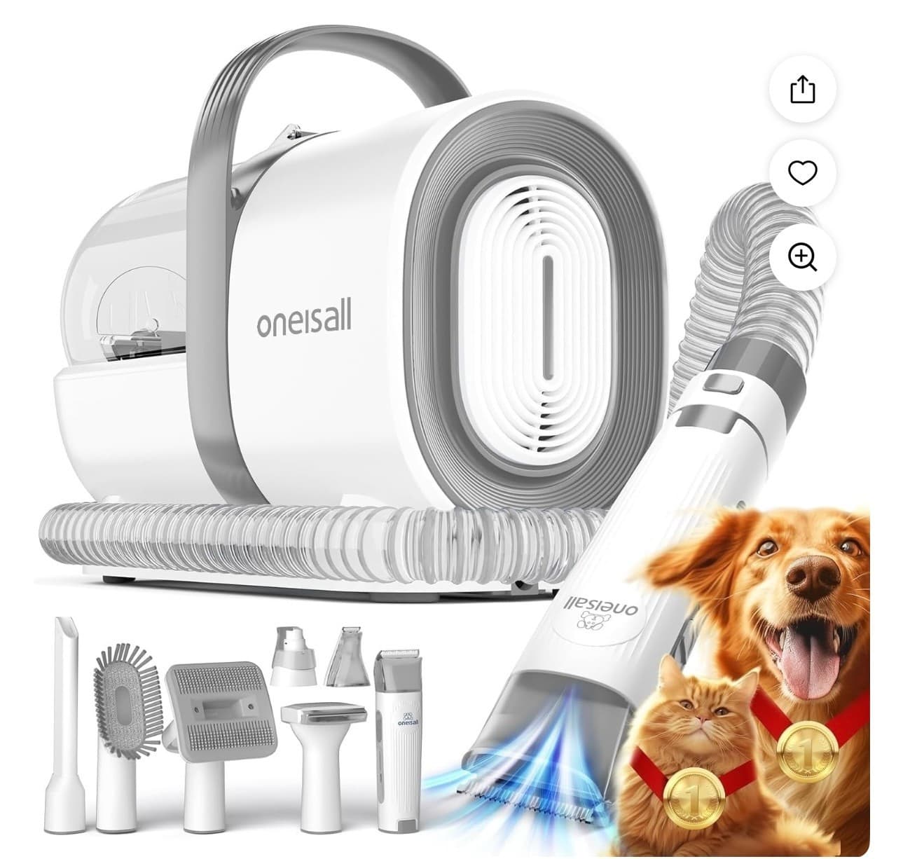 ANPL Dog Cat Pet Grooming Kit Vacuum with 7 Grooming Tools 11000Pa Suction Power