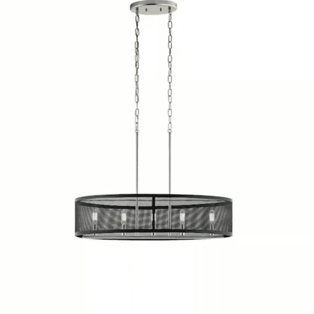 Kichler Edmund Satin Black &Brushed Nickel Industrial 5 Light Large Drum Pendant