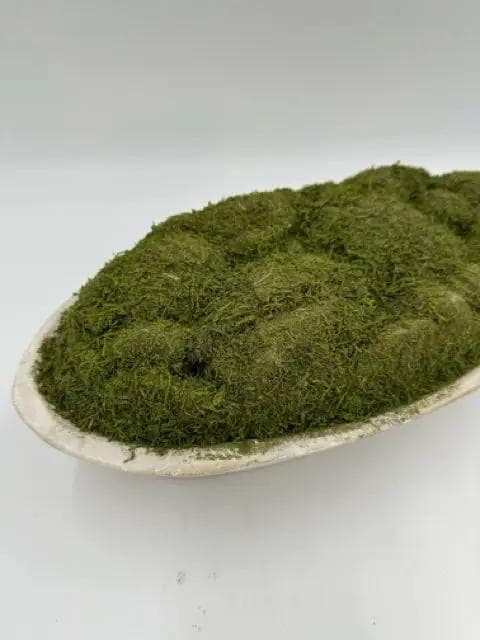 White Oval Planter With Faux Moss - Thumbnail 2