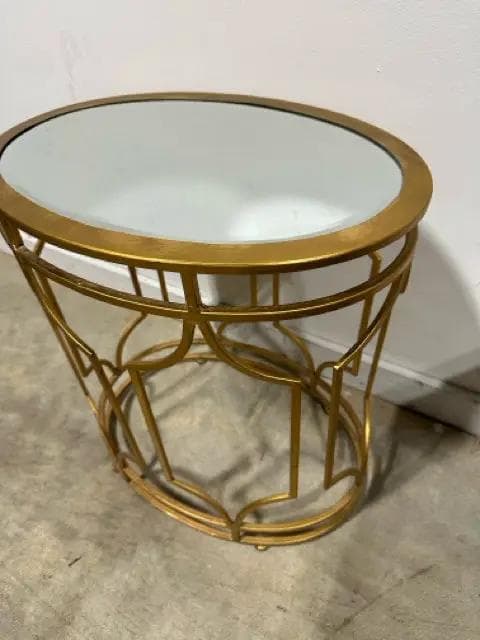 Gold Accent Table With Mirrored Top - Thumbnail 2