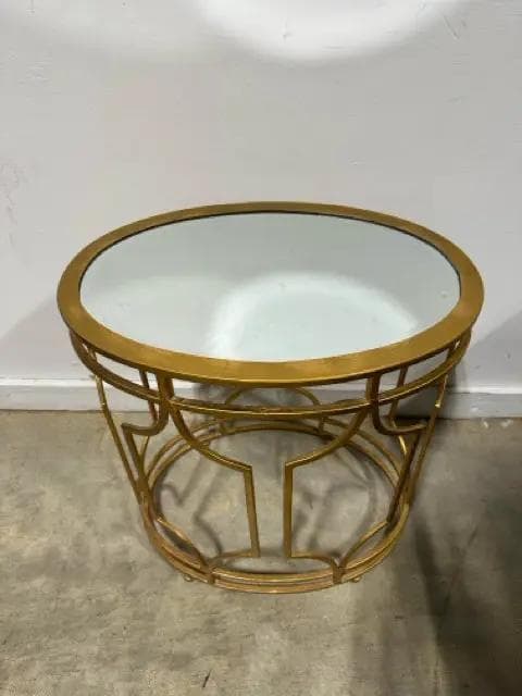 Gold Accent Table With Mirrored Top - Image 1