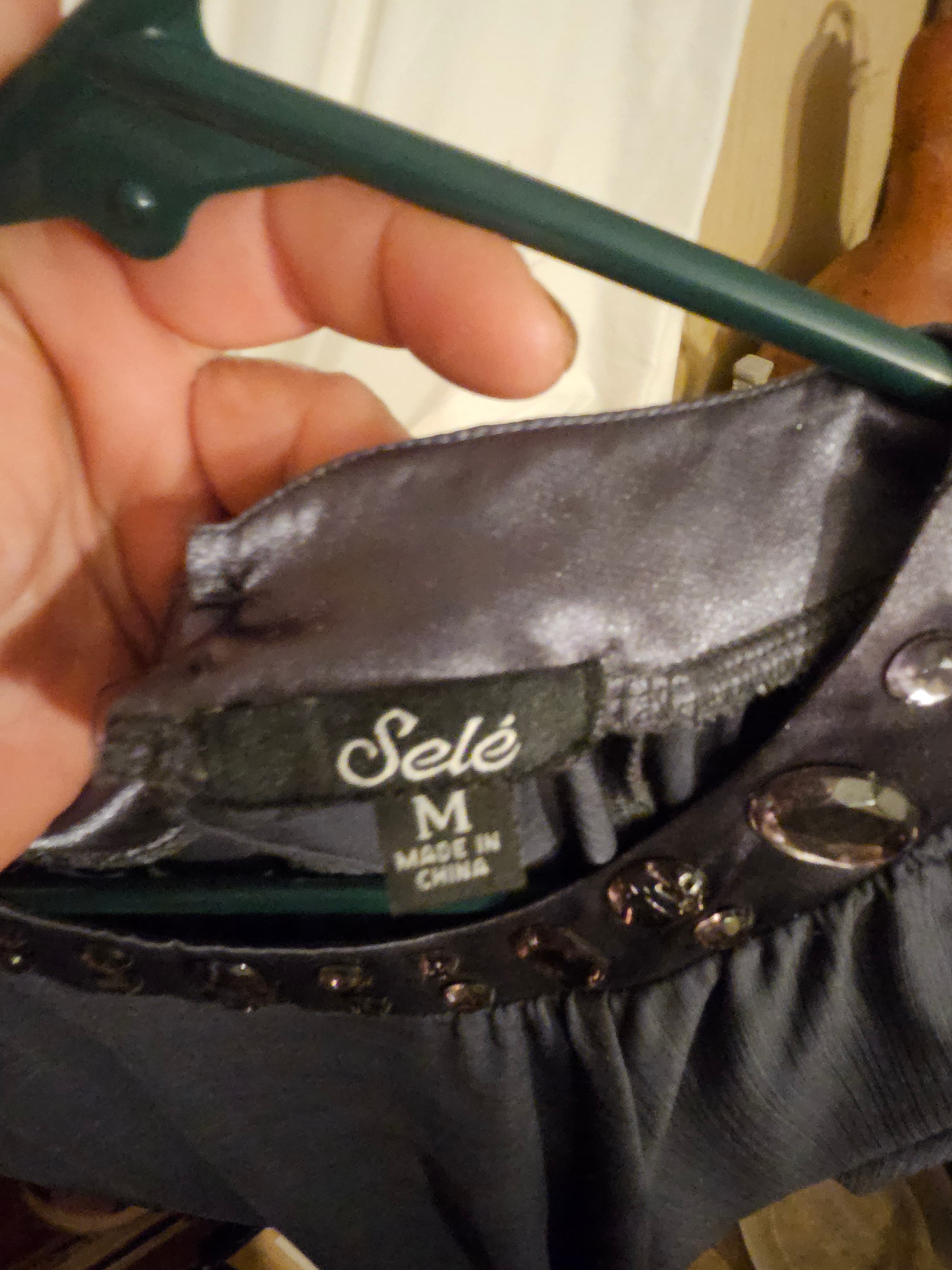 Embellished Dark Gray Tunic Top with Open Back - Thumbnail 4
