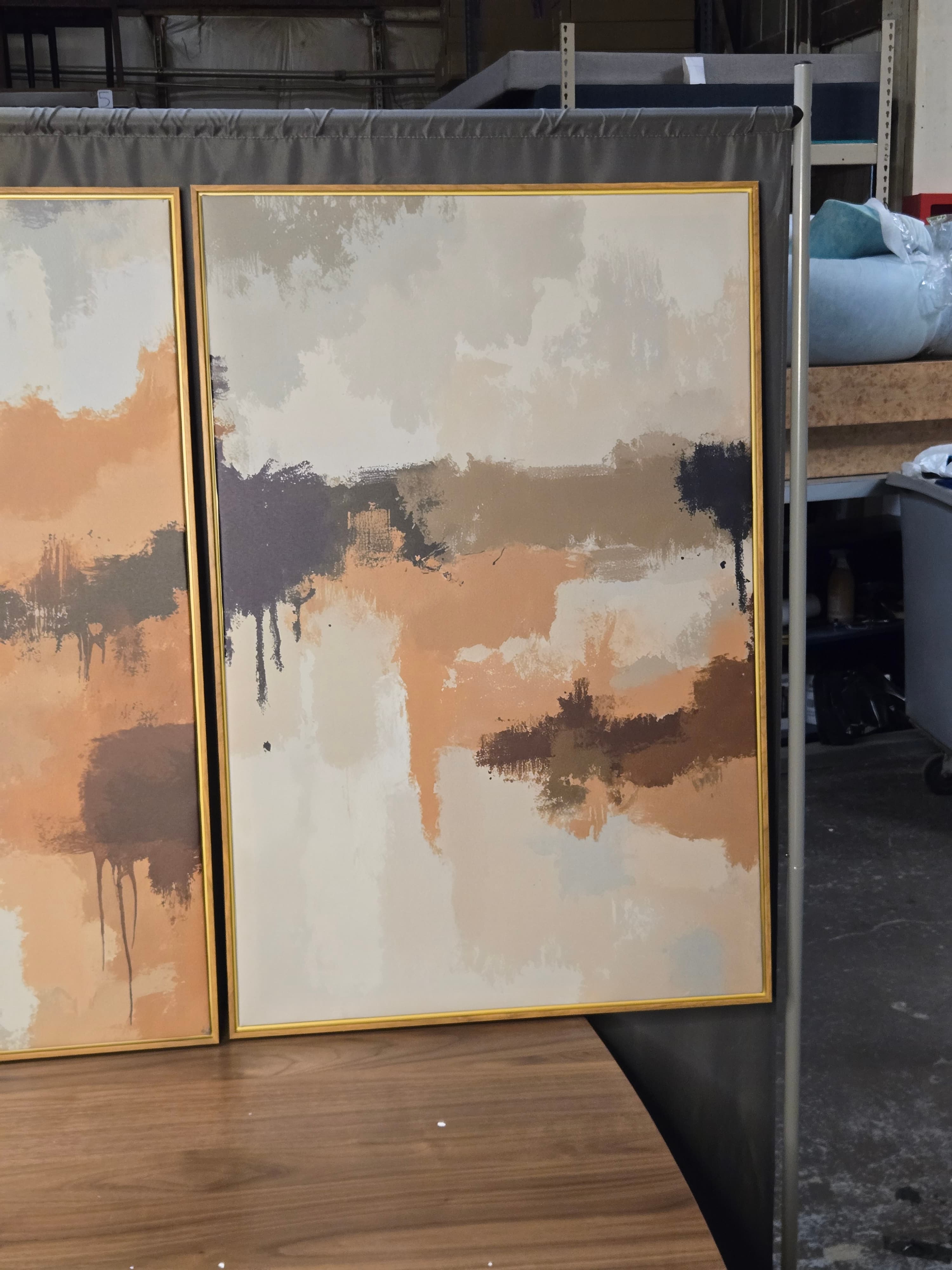 3 Piece Abstract Ar, Lightweight Faux Wood Frame, 24 x 35.5 each - Thumbnail 4