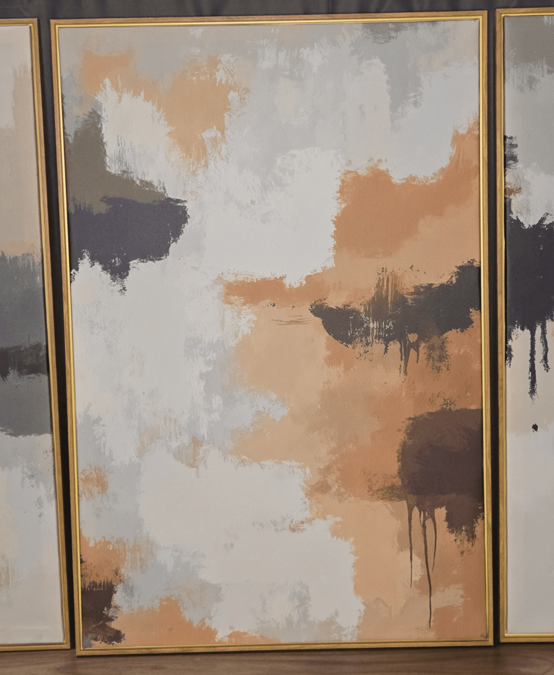 3 Piece Abstract Ar, Lightweight Faux Wood Frame, 24 x 35.5 each - Thumbnail 2