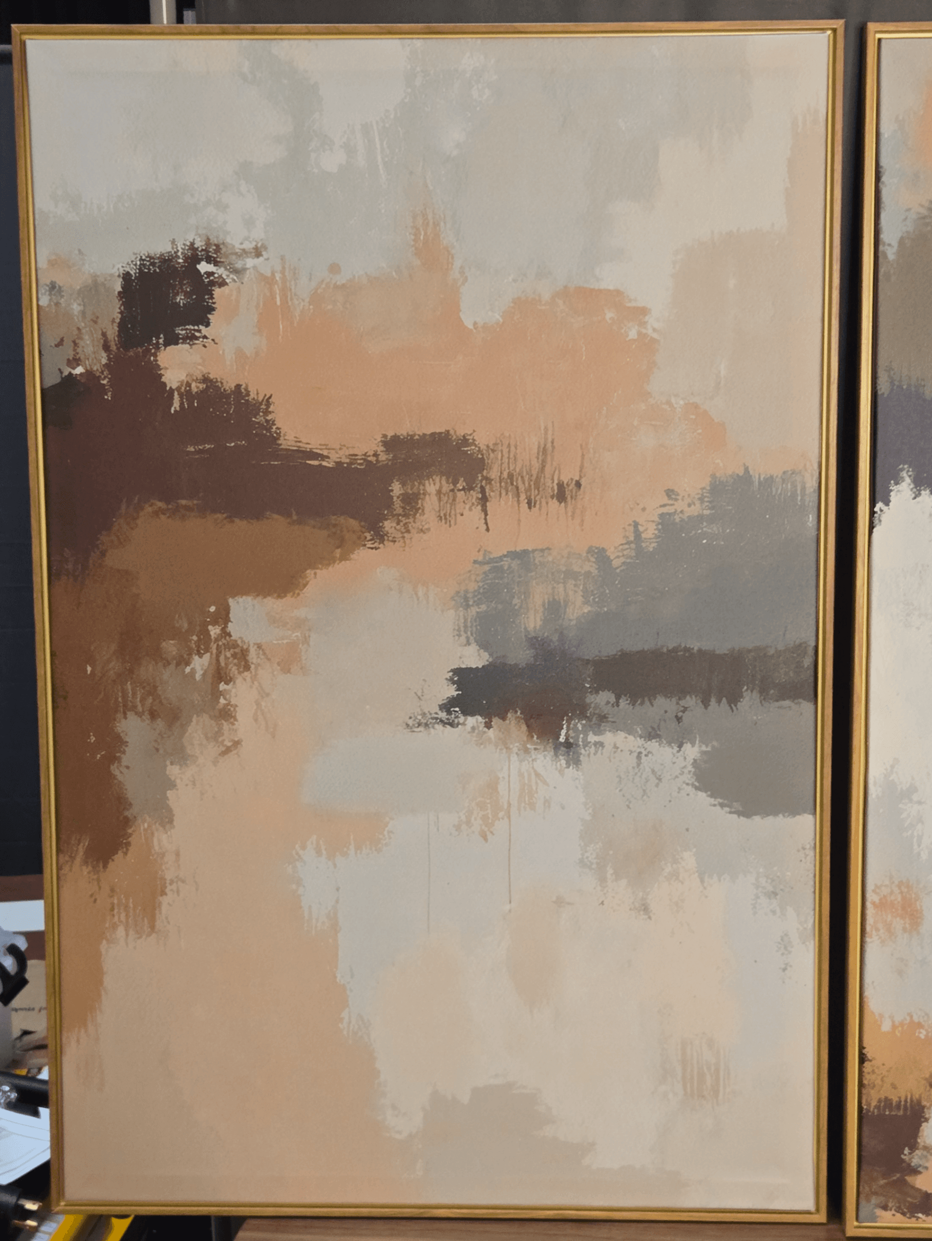 3 Piece Abstract Ar, Lightweight Faux Wood Frame, 24 x 35.5 each - Thumbnail 3