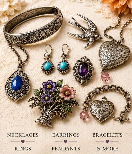 Vintage Silver Tone Jewelry Mystery Box | Curated Surprise Collection | Gift for Her - Thumbnail 5