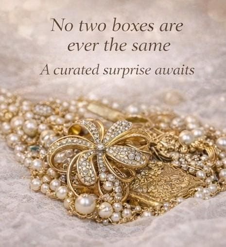 Vintage Gold Tone Jewelry Mystery Box: Pearl, Rhinestone Accents Gift - Thumbnail 3