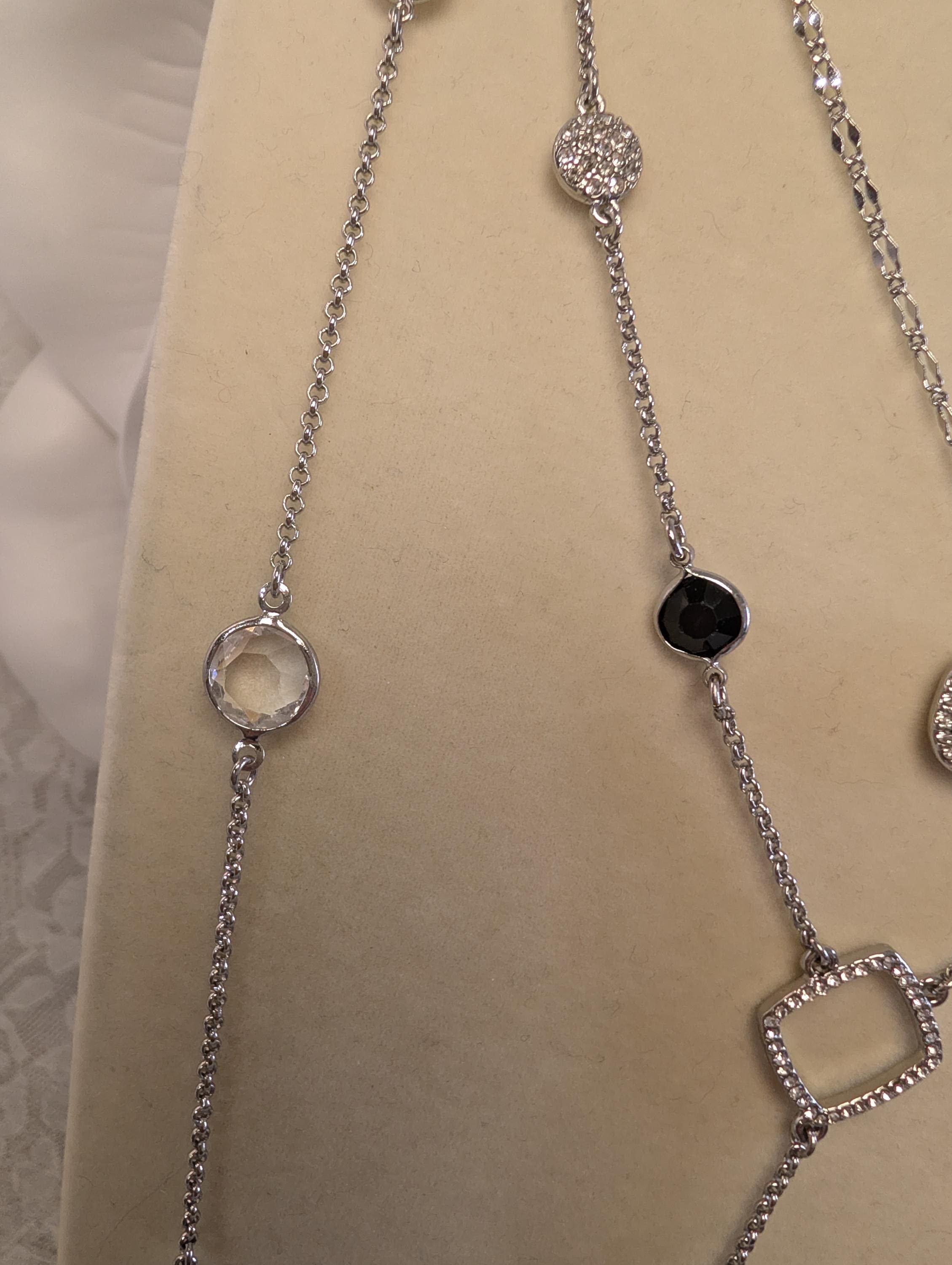 Vintage Black Silver Jewelry Collection – Statement Necklaces, Rhinestone Earrings, Pearl Chain - Thumbnail 8