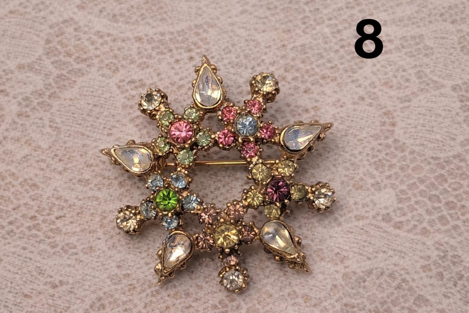 Vintage Brooch Collection – Choose Your Piece – Rhinestone Floral Wreath Starburst Mid Century Pins - Thumbnail 9