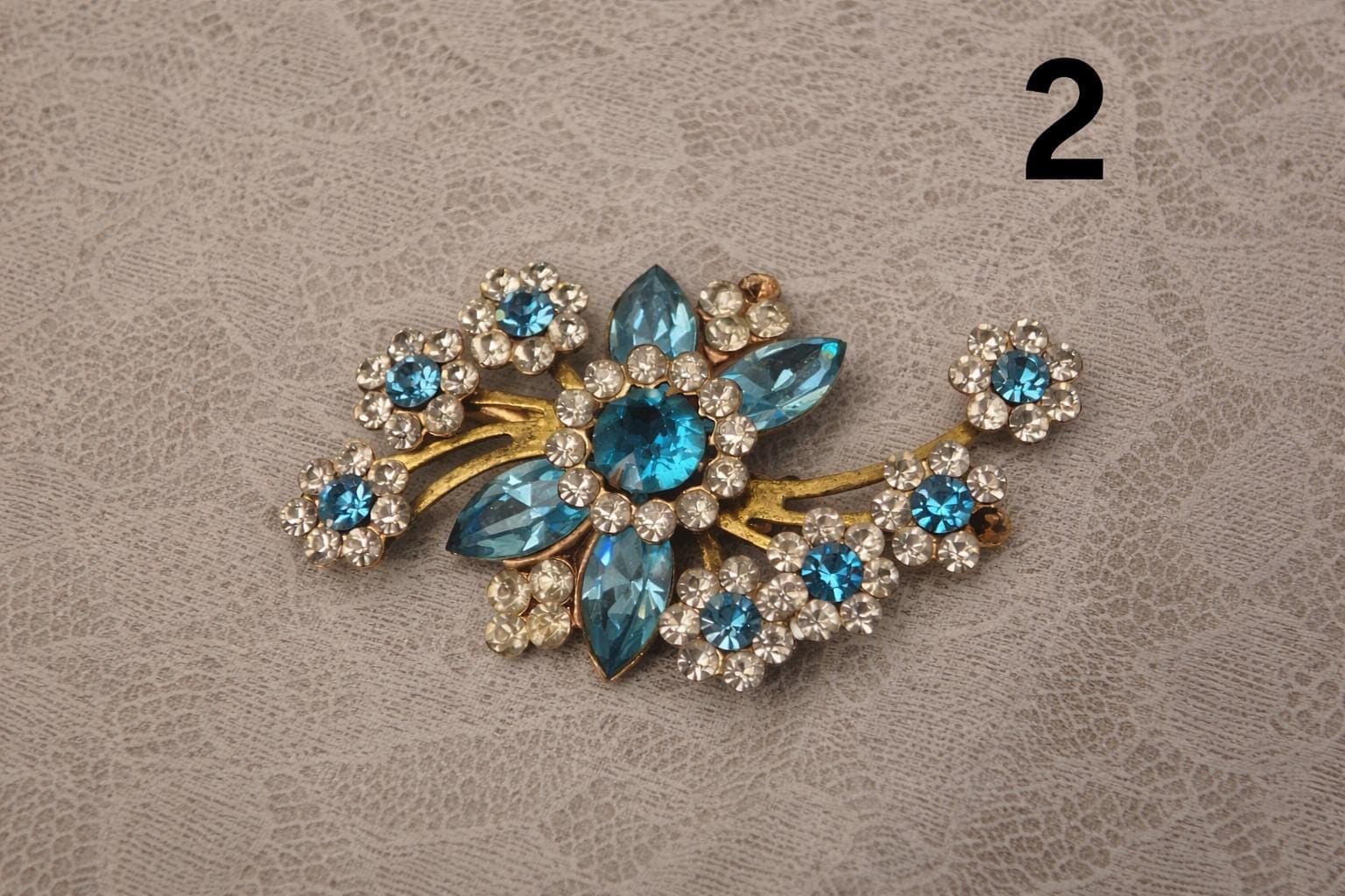 Vintage Brooch Collection – Choose Your Piece – Rhinestone Floral Wreath Starburst Mid Century Pins - Thumbnail 3