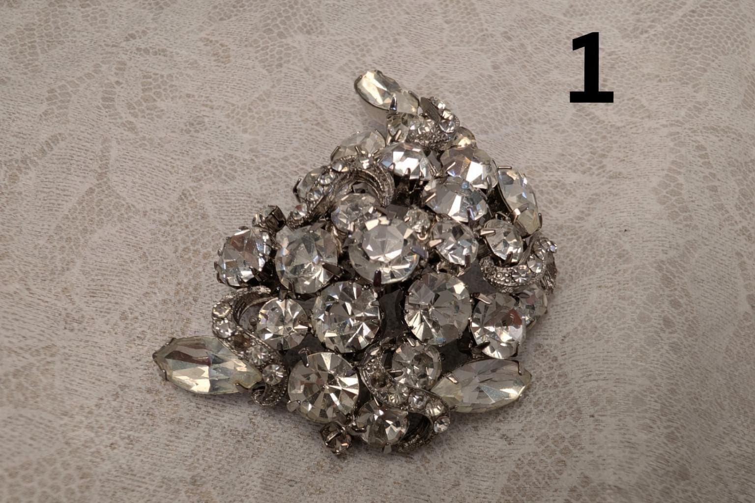 Vintage Brooch Collection – Choose Your Piece – Rhinestone Floral Wreath Starburst Mid Century Pins - Thumbnail 2