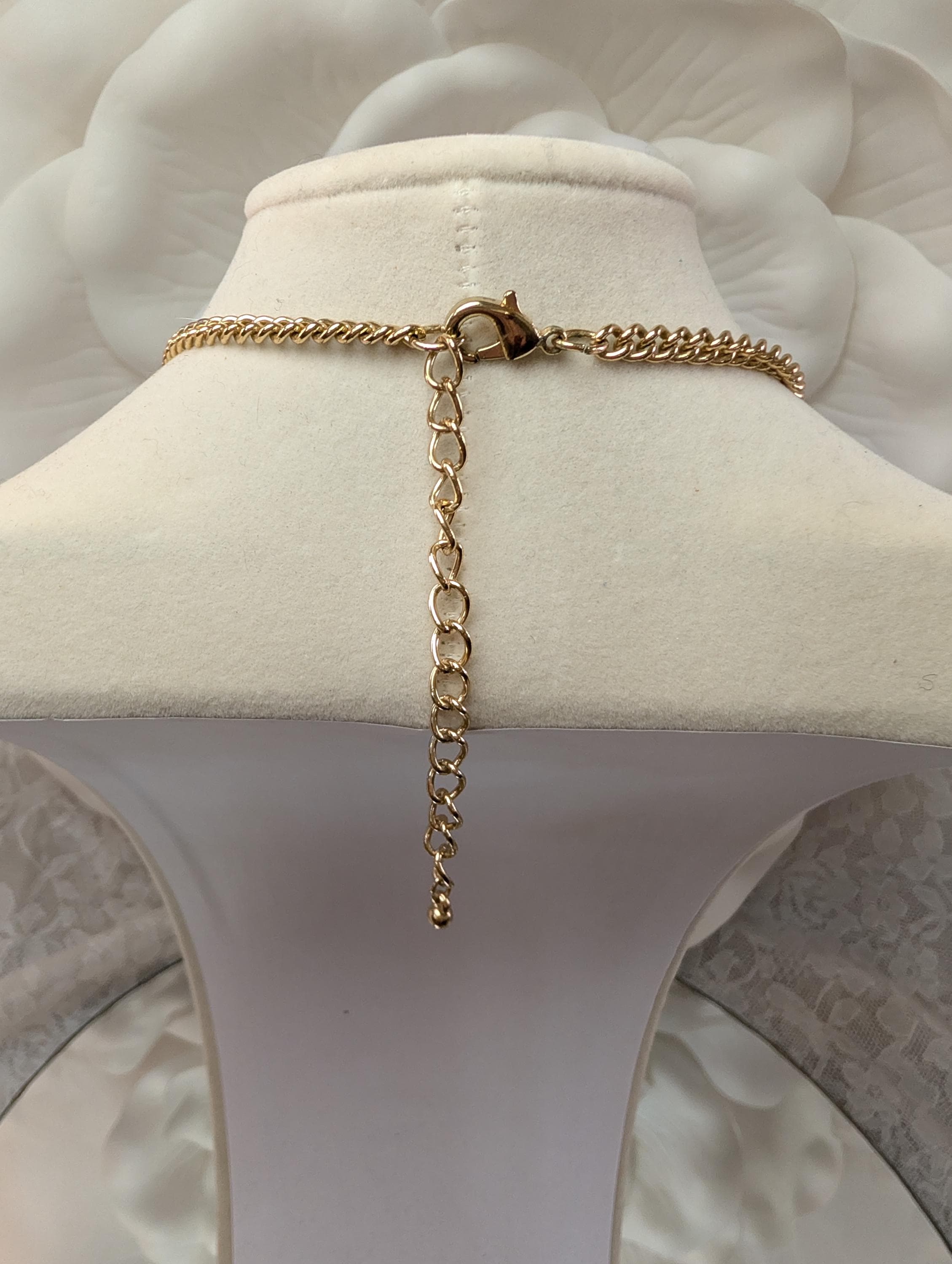Vintage Cobalt Blue Rhinestone Statement Necklace, Gold Tone Floral Bib Glam Evening Jewelry - Thumbnail 6