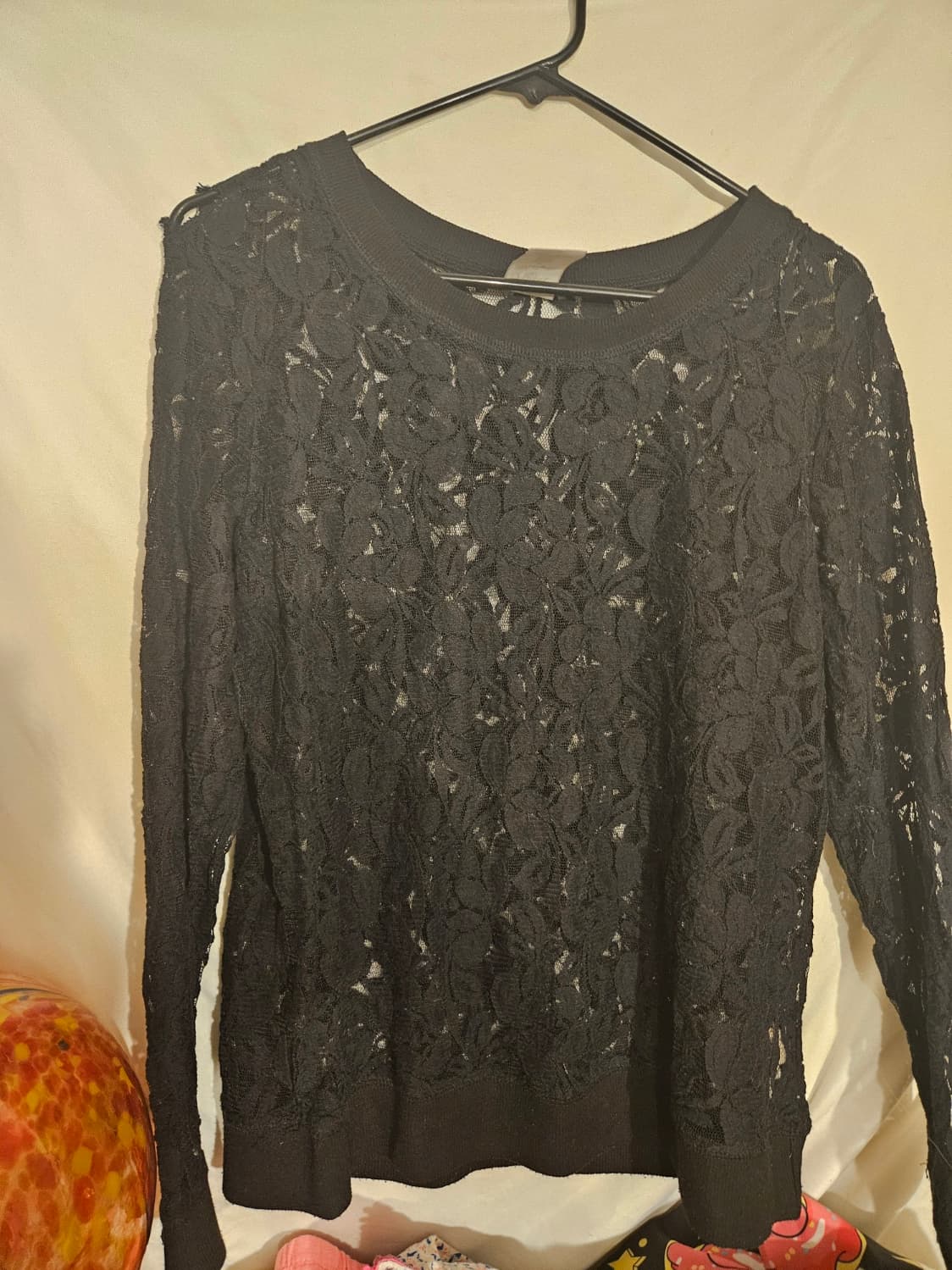 Black Lace Long Sleeve Sweater - Image 1
