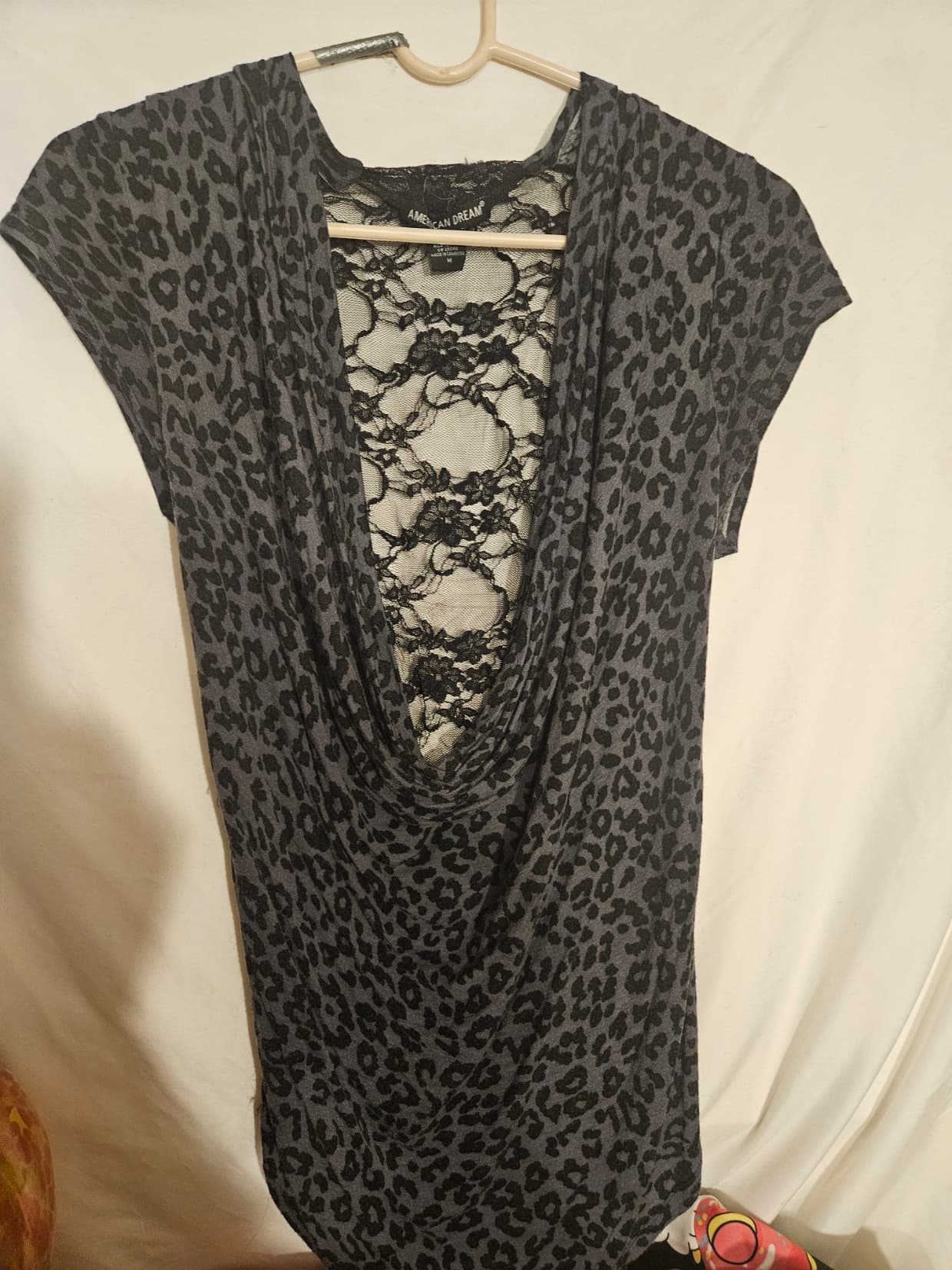 American Dream Leopard Print Lace Back Dress Size M - Image 1