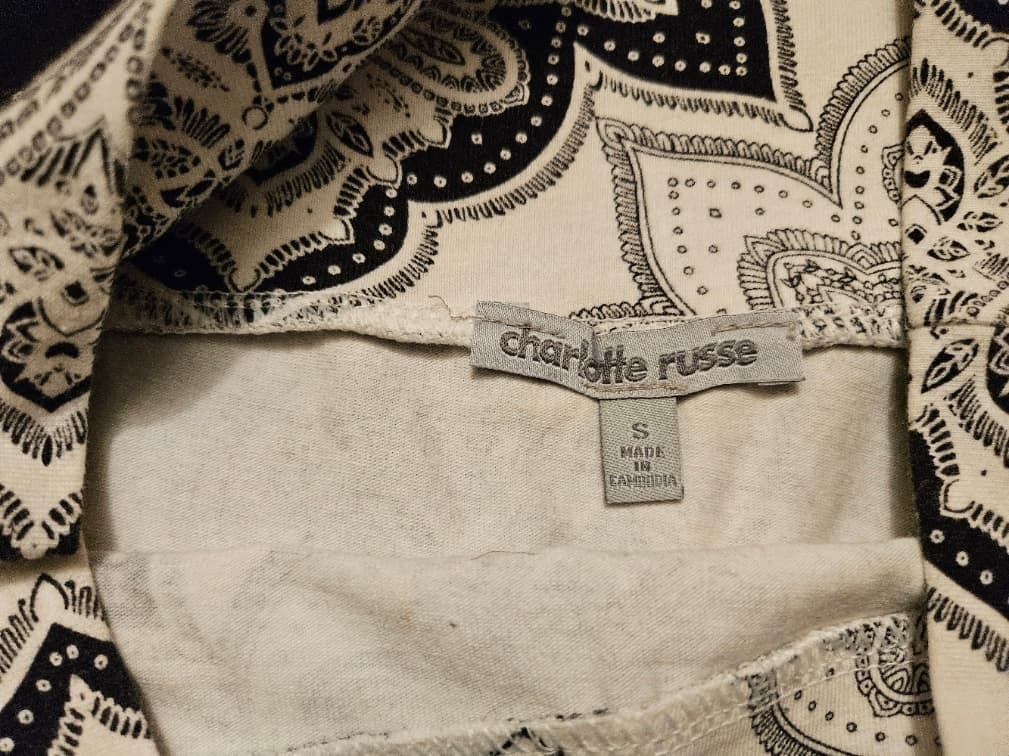 Black and White Paisley Print Skirt - Thumbnail 2