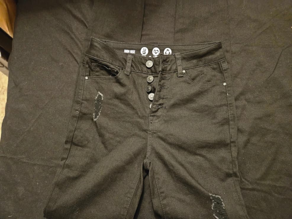 Black Denim Jeans with Back Pockets - Thumbnail 3