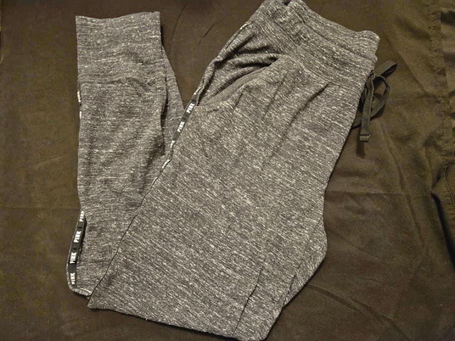 Gray Heather Jogger Pants with Drawstring Waist - Image 1
