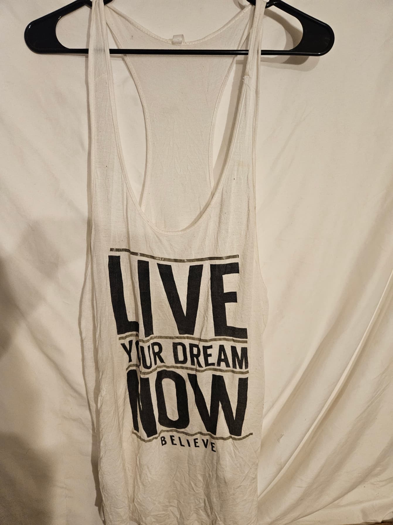 White Racerback Tank Top with Motivational Print - Image 1