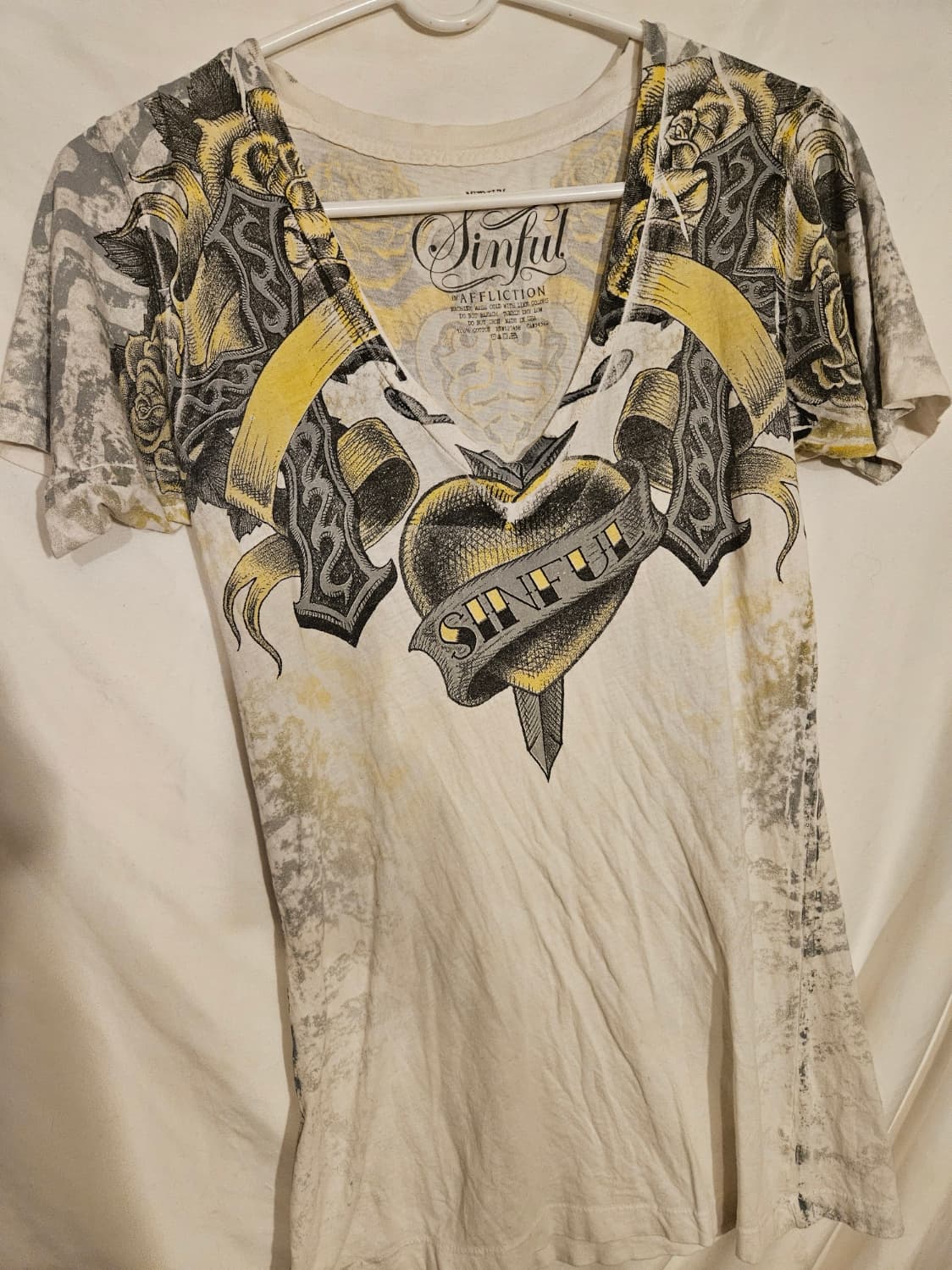 Sinful Affliction Graphic V-Neck T-Shirt - Image 1