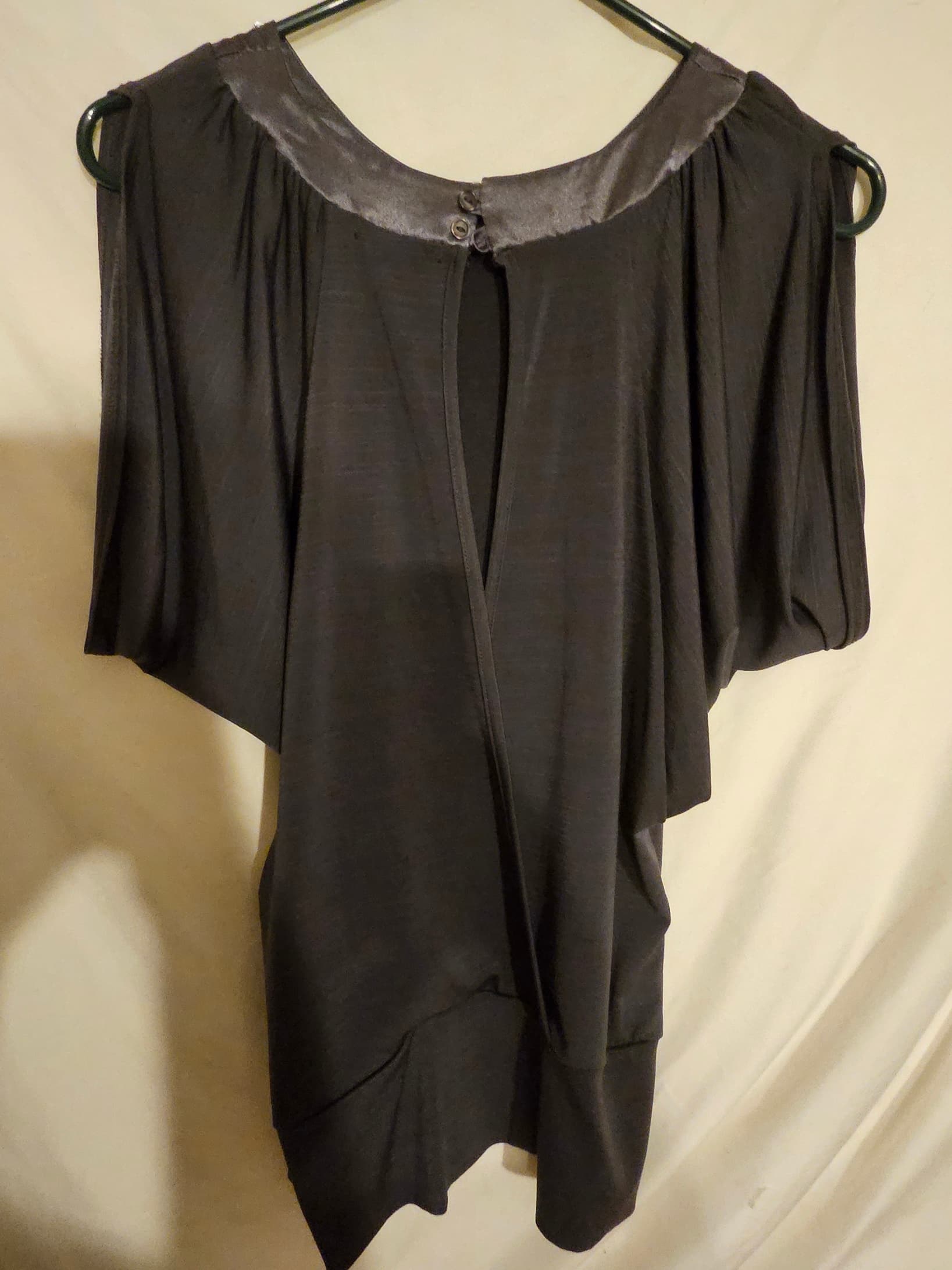 Embellished Dark Gray Tunic Top with Beaded Neckline - Thumbnail 2