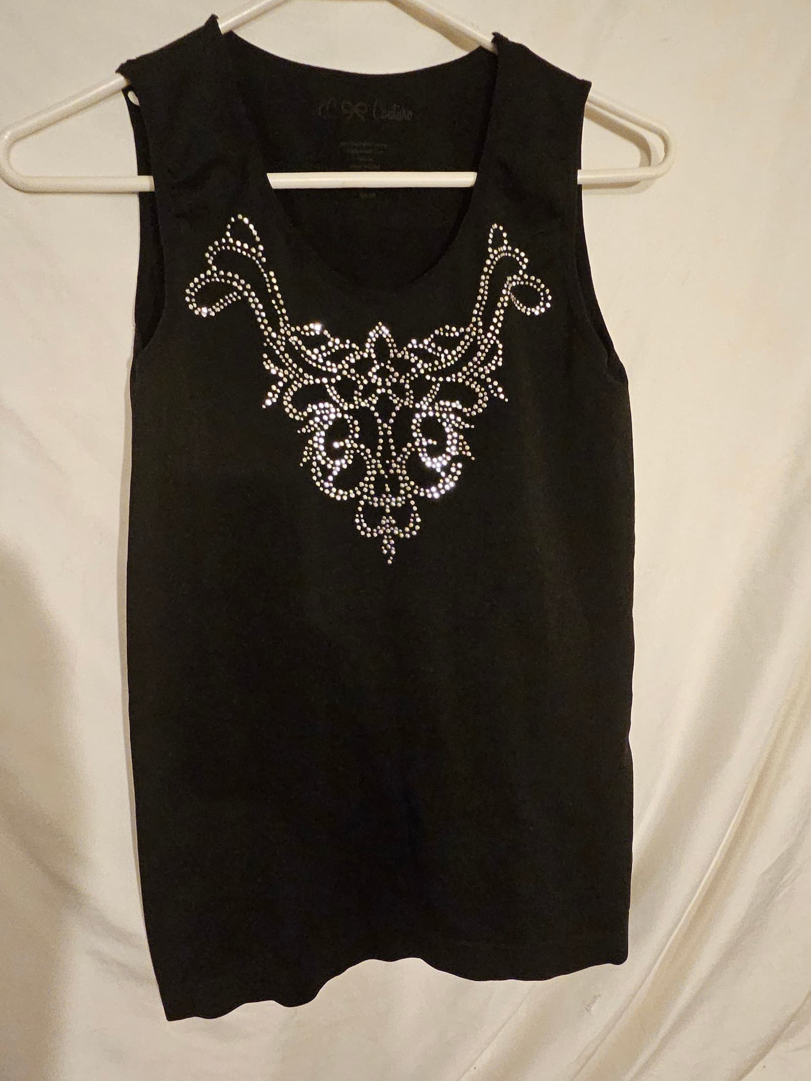Cache Black Tank Top with Rhinestone Design - Image 1