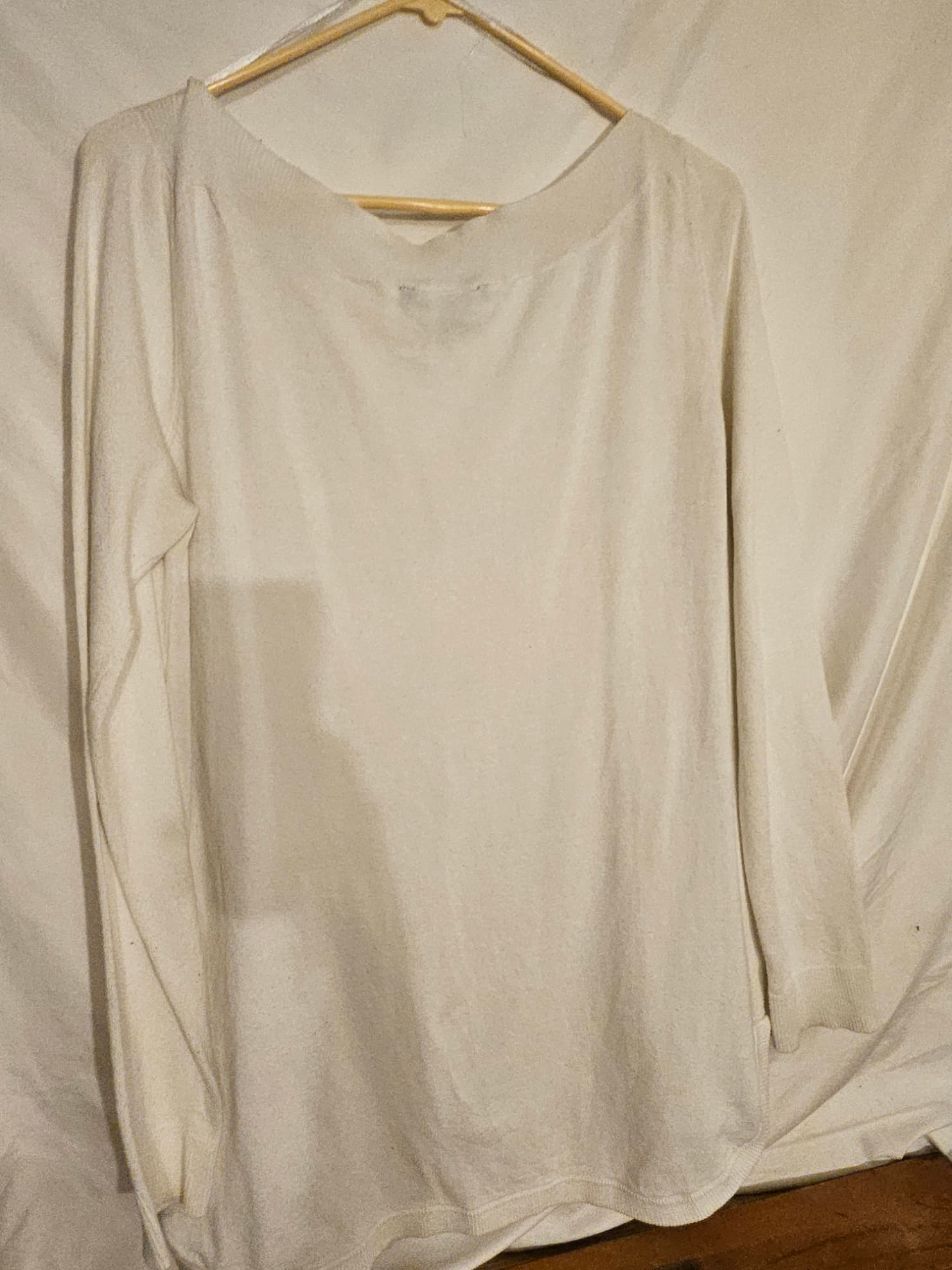 White Long Sleeve Knit Sweater - Thumbnail 3