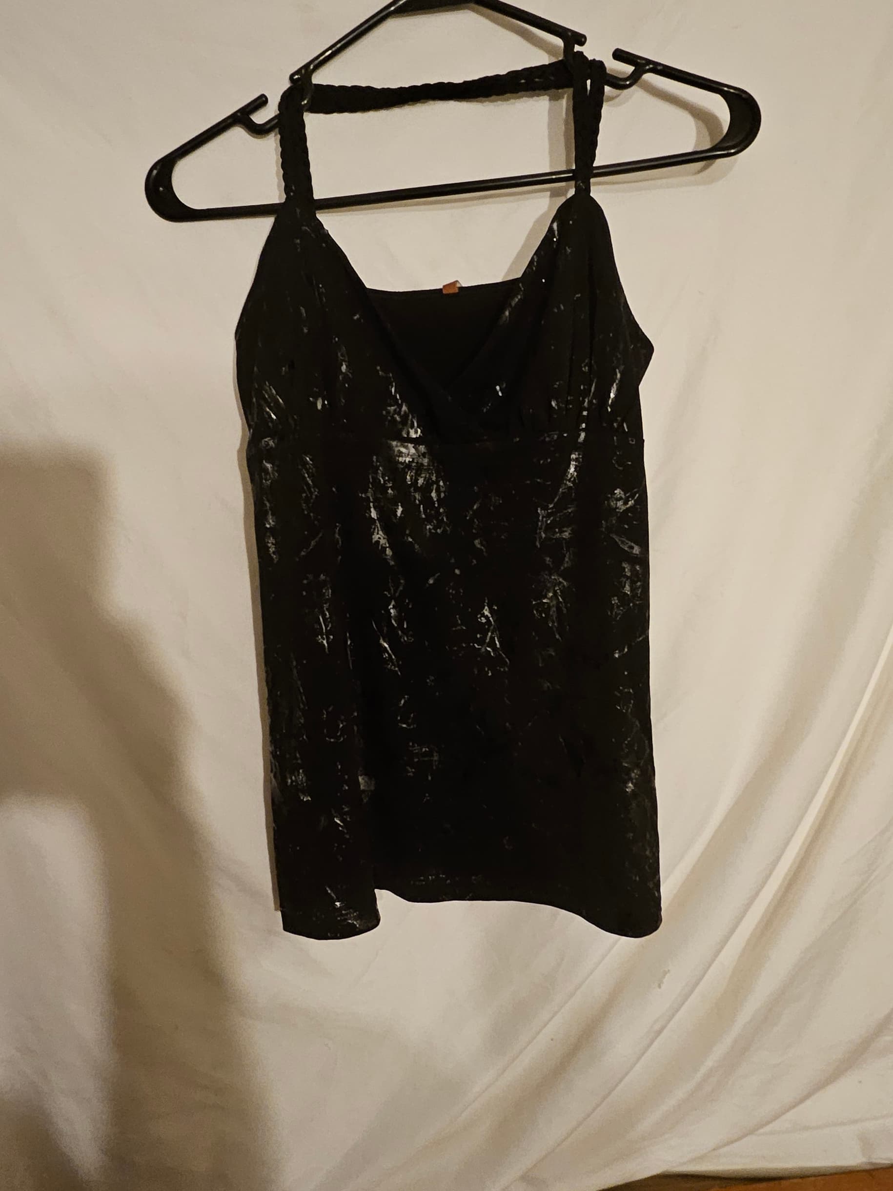 Black Sleeveless Mini Dress with Braided Straps - Image 1