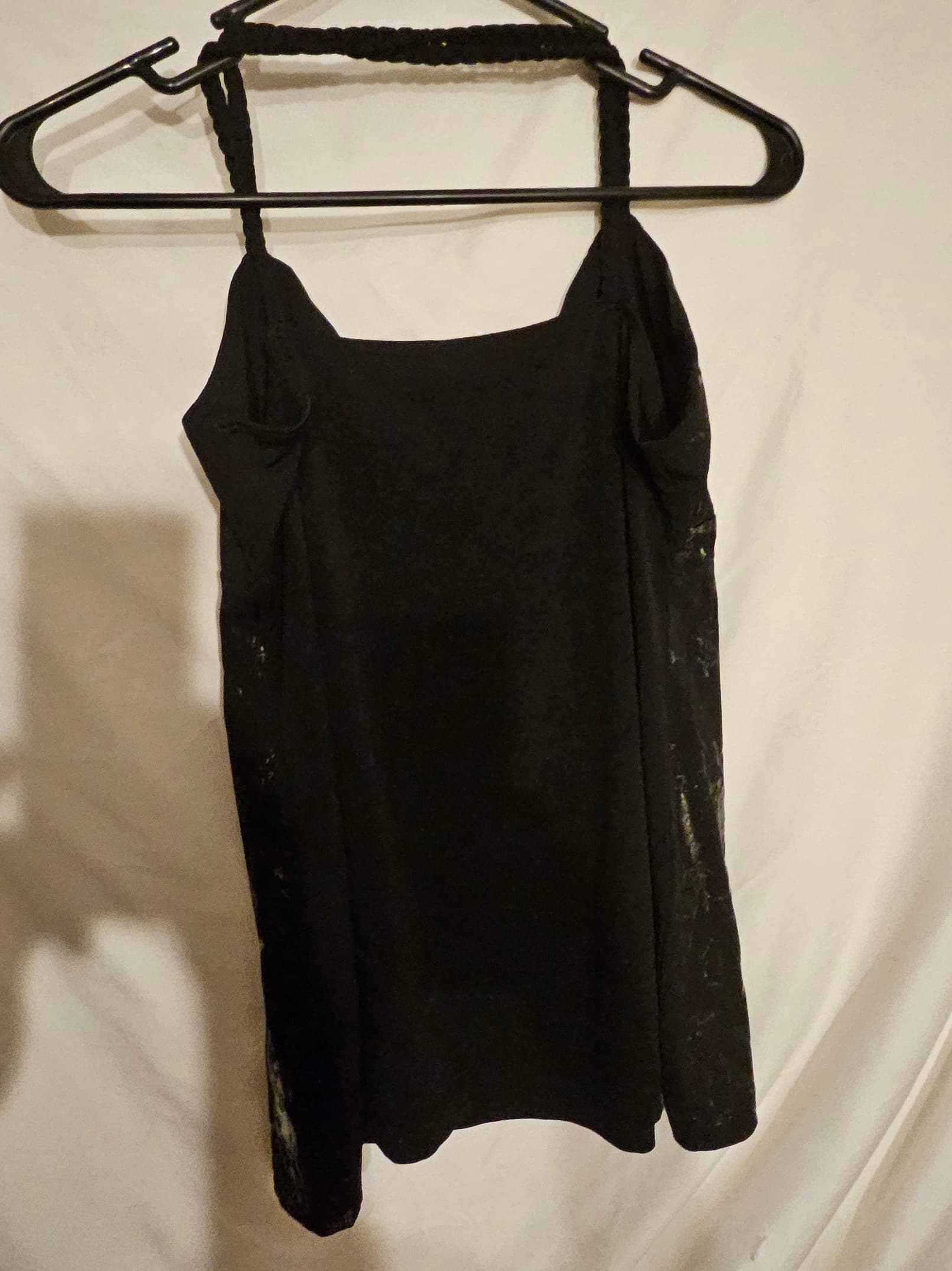 Black Sleeveless Mini Dress with Braided Straps - Thumbnail 3