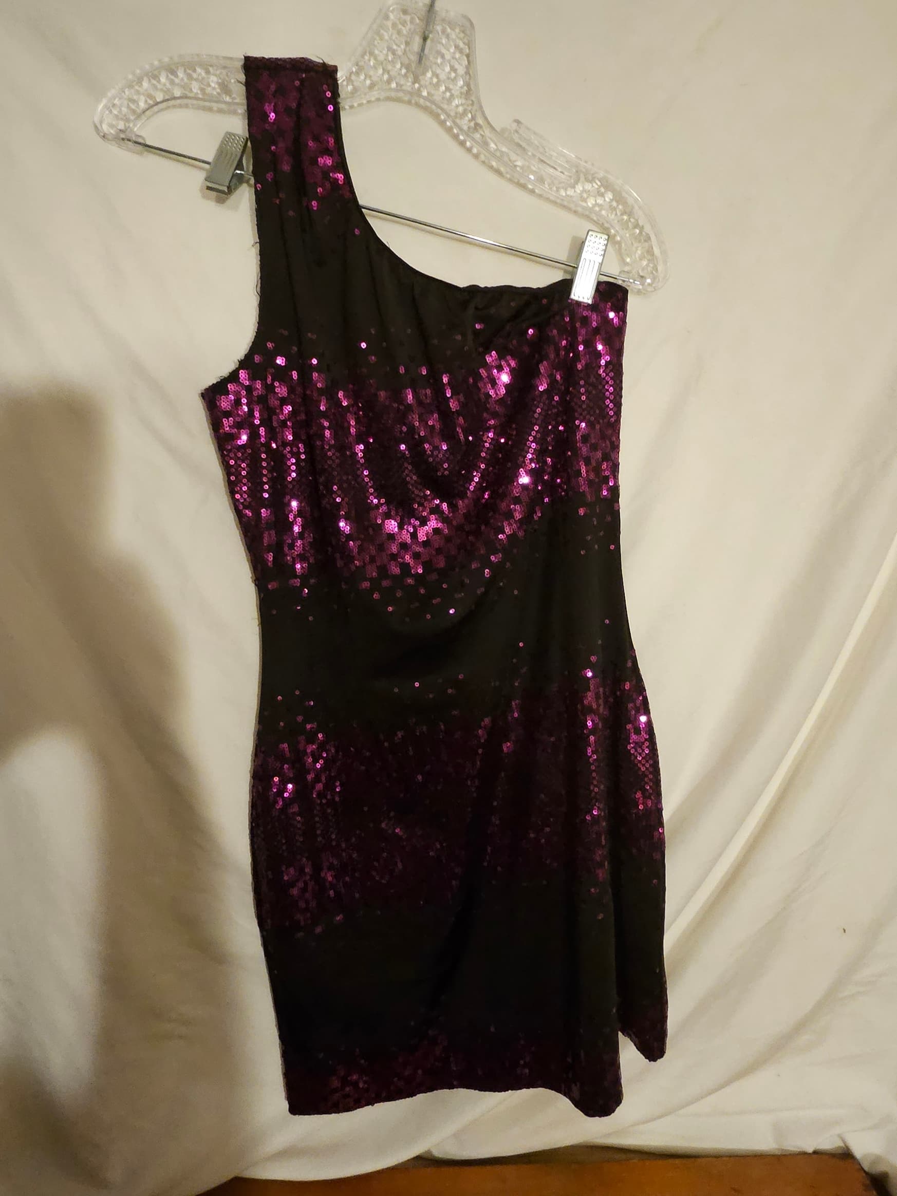 Purple Sequin One-Shoulder Dress - Image 1