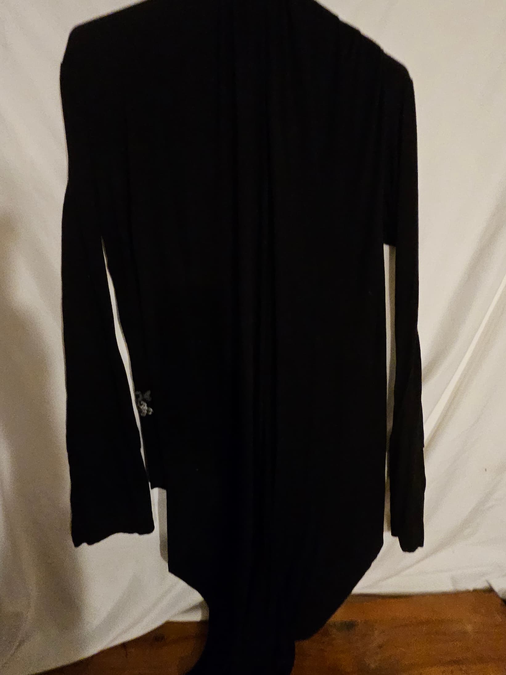 Black Long Sleeve Drape Cardigan - Thumbnail 2
