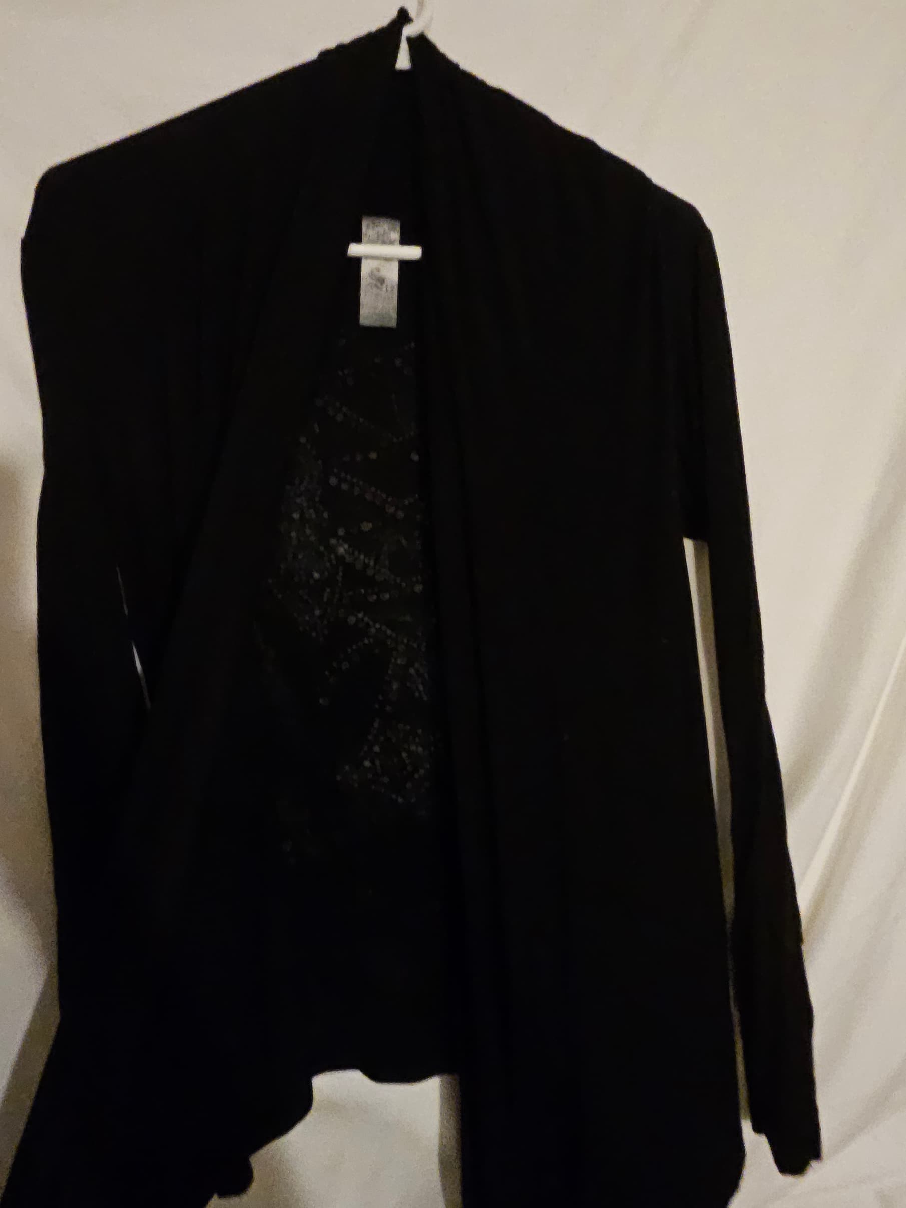 Black Long Sleeve Drape Cardigan - Thumbnail 3