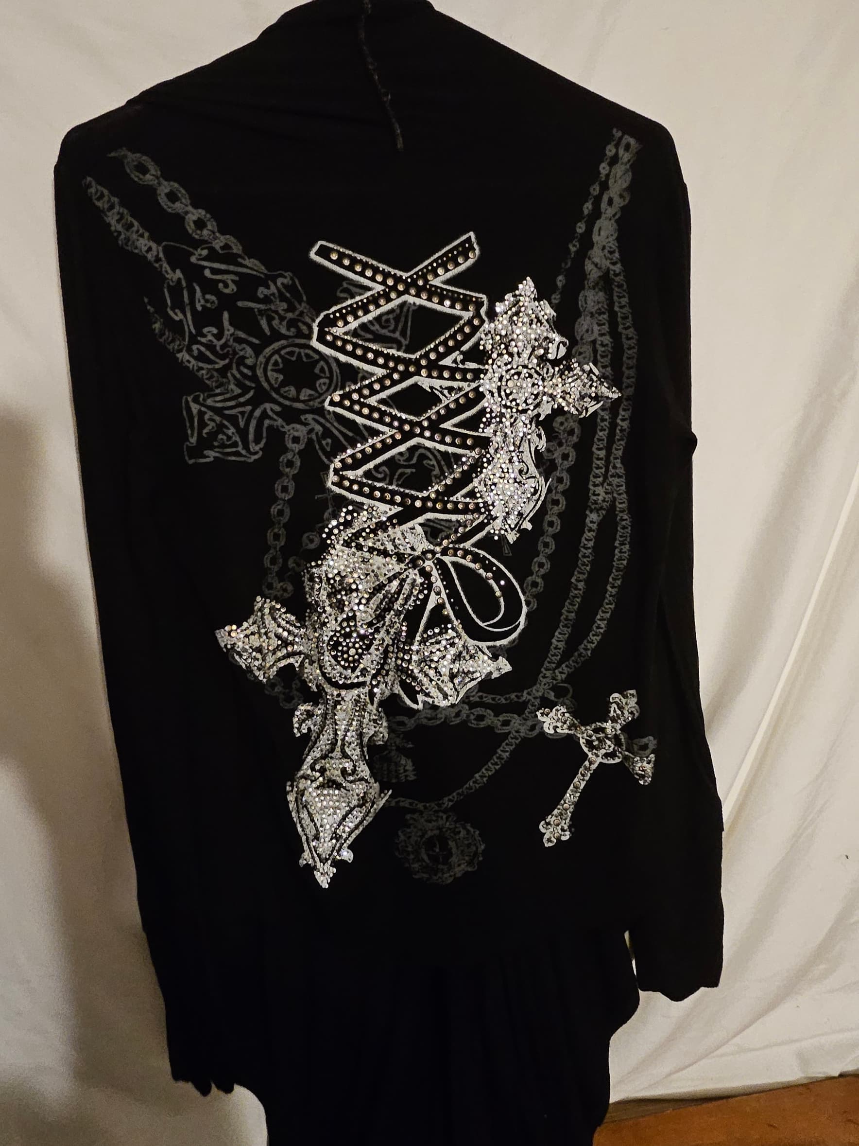 Black Long Sleeve Drape Cardigan - Image 1