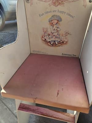 American Toy Holly Hobbie Doll High Chair Painted Wood Pink White Blue - Thumbnail 2