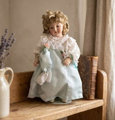 Hamilton Collection The Seamstress Doll Maud Humphrey Bogart Porcelain Chair - Image 1