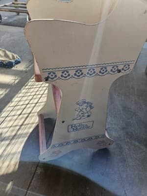 American Toy Holly Hobbie Doll High Chair Painted Wood Pink White Blue - Thumbnail 3