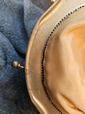 Vintage Whiting & Davis Gold Tone Metal Mesh Evening Bag Purse Chain Strap USA - Thumbnail 5