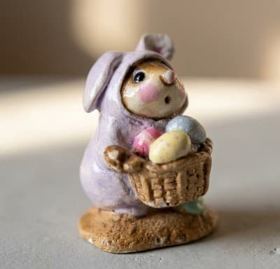 Wee Forest Folk Wee Bunny’s Basket Retired Easter Mouse Bunny Costume Figurine - Image 1