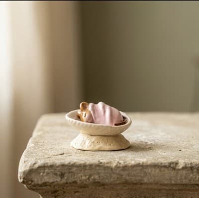 Wee Forest Folk M-289a Wee Sea Baby Mouse Pink Blanket Shell Miniature Figurine - Thumbnail 4