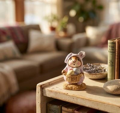 Wee Forest Folk Wee Bunny’s Basket Retired Easter Mouse Bunny Costume Figurine - Thumbnail 2