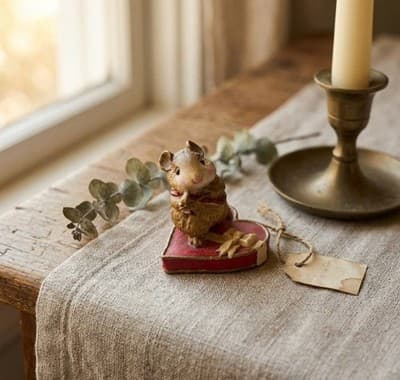 William Petersen ©1983 Mouse Animal Figurine on Heart Base Collectible - Thumbnail 3