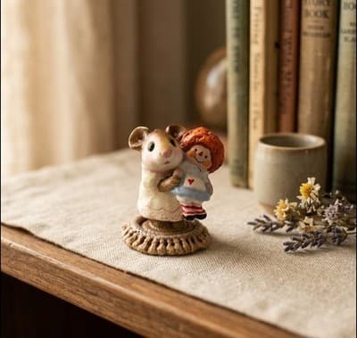 M-070 Wee Forest Folk “Me & Raggedy Ann” 1982 Retired Annette Petersen AP Signed - Thumbnail 2