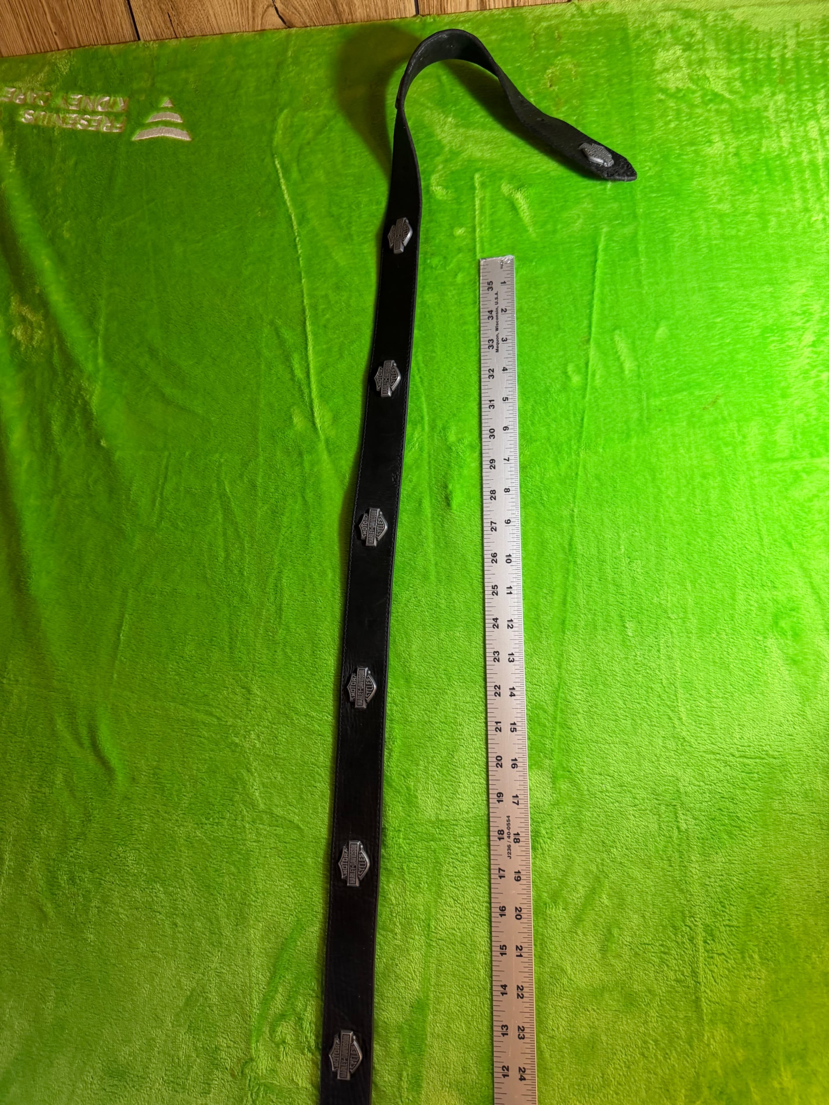 Vintage Harley-Davidson Black Leather Belt Bar & Shield Conchos Studded Biker - Thumbnail 3